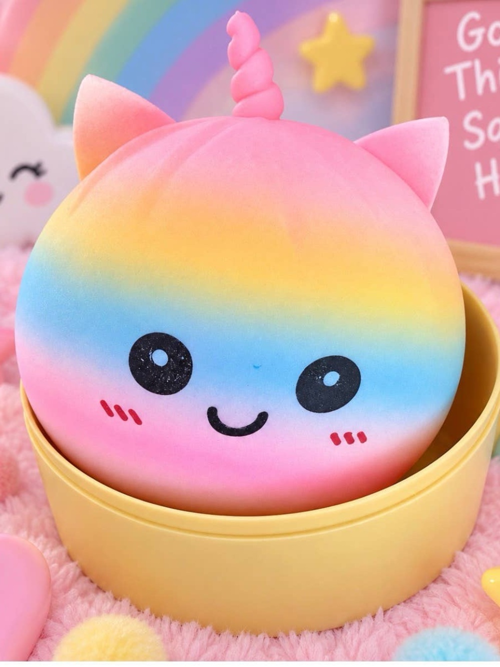 Jumbo Rainbow Unicorn Dumpling Squishy Pastel Sensory Fidget Toy NIB